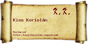 Kiss Koriolán névjegykártya