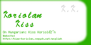koriolan kiss business card